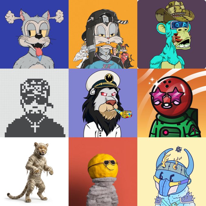 The image features a grid of nine different cartoon characters, each with their own unique style and appearance. These characters include a cat, a lion, an alien, a monkey, a robot, a pirate, a unicorn, and a dragon. The characters are arranged in a square format, showcasing the diversity of the cartoon characters featured on this post.