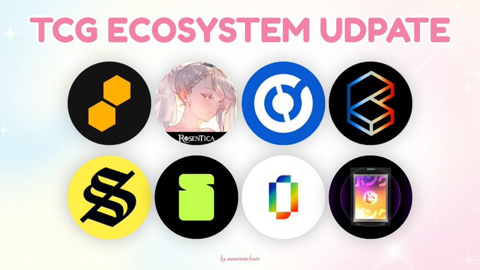 A graphic titled 'TCG ECOSYSTEM UPDATE' displaying various TCG project logos, including Regenica, with the creator credited as @sunnieonchain.