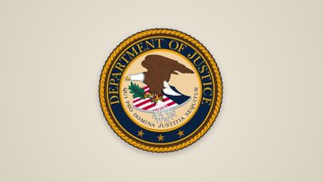 The official seal of the U.S. Department of Justice featuring an eagle, stars, and the motto 'Qui Pro Domina Justitia Sequitur.'