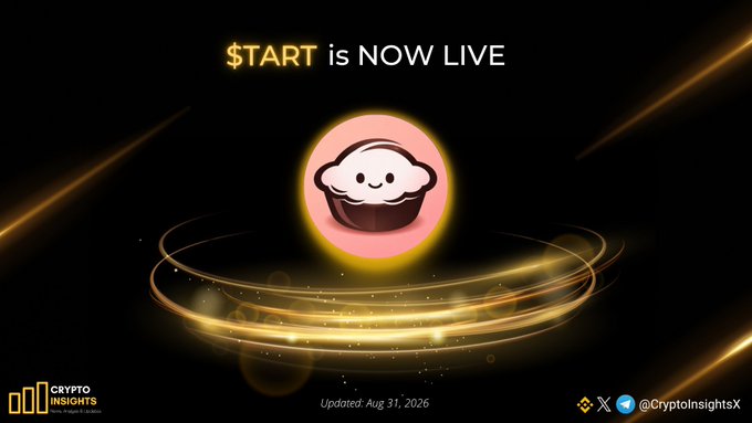 Promotional graphic announcing "$TART is NOW LIVE," featuring a cute cartoon tart/dessert mascot with a smiling face on a glowing yellow ring against a dark background, updated August 31, 2026, by Crypto Insights (@CryptoInsightsX).

The image visually supports the post's announcement of the $TART token launch, highlighting the branding mascot while the post provides key launch details including locked liquidity, verified contract, buyback/burn mechanics, and the contract address (0x7AB8d02CBb51Ff7223fDe700eAaa2a91Bf750314).
