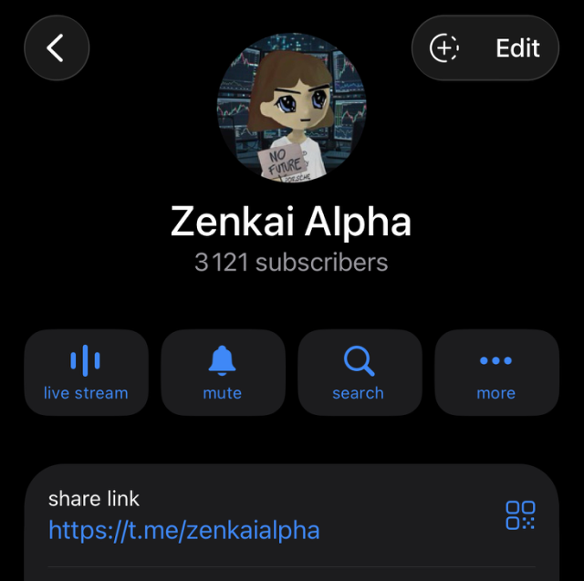 A screenshot of a Telegram channel called "Zenkai Alpha" with 3,121 subscribers and a share link (https://t.me/zenkaialpha), showcasing rapid community growth that the post promotes as early access to an upcoming announcement.