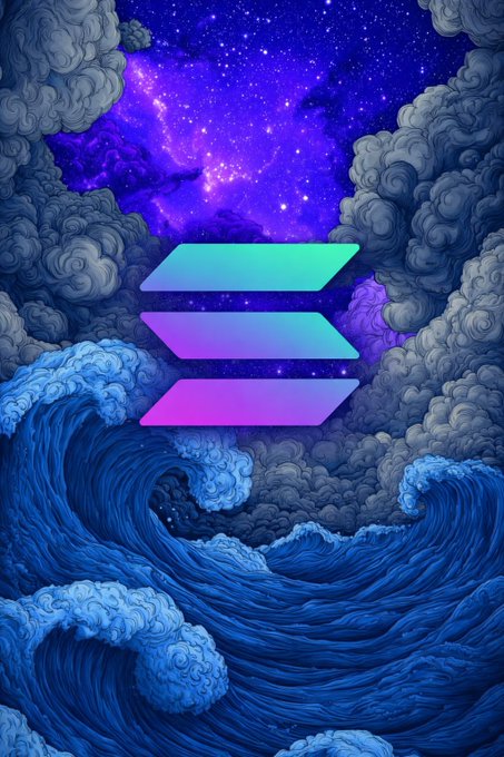 A stylized logo featuring three stacked, slanted bars in teal and magenta, set against a starry purple cosmic sky and stylized blue ocean waves.
