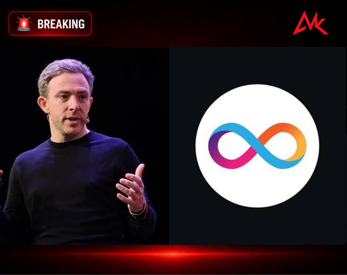 A 'BREAKING' news graphic features a speaker on stage next to an infinity-style logo, with an 'MK' watermark in the corner.