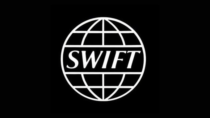 "SWIFT" is written in white letters, which are set against a black background. The word "CRAZY" appears in the image as well. The caption below the image reads "CRAZY: SWIFT confirmed early testing with Stellar. $XLM was part of the ORIGINAL blockchain settlement experiments." This text provides context to the image and suggests that it is related to a discussion about the SWIFT cryptocurrency or its early testing phase on the Ethereum blockchain.