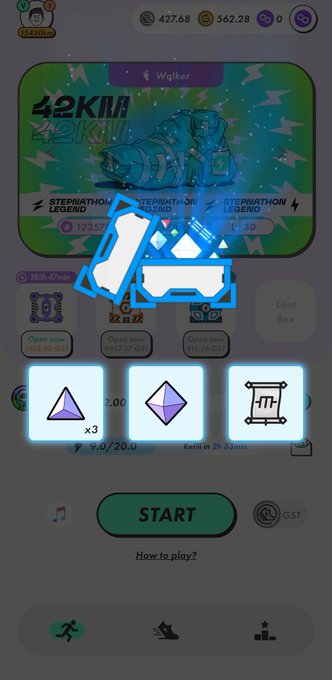 The image shows a phone screen with three different icons displayed, including one for "Resilience", another for "Absolute Silence", and a third for "A Common Minting Scroll". The text of the post suggests that the user should tap on the first icon labeled "Resilience" to open a new level in a game.