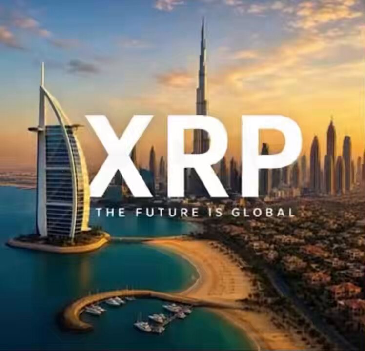 The image features an aerial view of a city with a large building, possibly a hotel or a skyscraper, situated near the ocean. The text "XRP" is prominently displayed above the city skyline, indicating that the city is embracing cryptocurrency innovation. This could be a significant development in the financial world and may have implications for global economies.