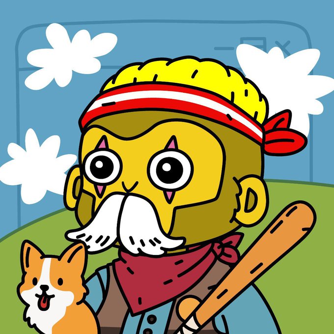 The image features an anthropomorphized cartoon monkey holding a baseball bat, with a dog standing next to him. The background of the image shows clouds against a blue sky. The caption for the image reads "Apeish collab Giveaway GTD X Bananalist Supply: 3,456 OG: FREE MINT Bananalist: TBA To qualify: → Follow @_apeish & Me → Like + RT pinned post → Drop a comment → Tag a friend → Join Discord: discord.gg/7dTavaaUC". The image seems to be related to the post about the "Bananas for Dummies" series, as it features an anthropomorphized cartoon character holding a baseball bat and standing next to a dog.
