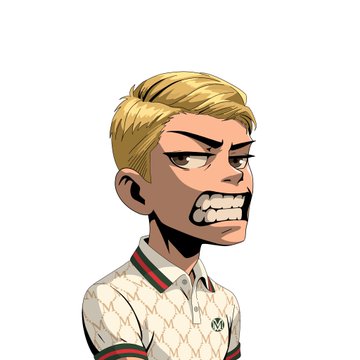 The image features a cartoon character with blonde hair wearing a white polo shirt, which has a green stripe down the middle. The character appears to be angry or upset, as indicated by their facial expression and body language. The caption of the image reads "G’day crypto fam Some absolute Zero to Hero plays on Solana lately Huge thanks to @Solgodsnfts for the alpha as always Drop yours below @misfitsorder #solana #NFT".