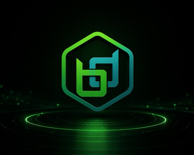 The image displays a stylized hexagonal logo with interlocking "bd" letters in green and blue gradient tones, set against a dark background with glowing concentric circular light patterns beneath it. This appears to be the Beldex logo, visually reinforcing the post's mention of Beldex's $8M funding round led by Sigma Capital to accelerate its development.