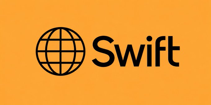 Simple graphic with the Swift logo (a black globe icon) and the word 'Swift' on an orange background.