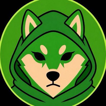 A stylized illustration of a wolf or husky wearing a green hoodie, set against a circular green background. The image serves as the mascot/logo associated with the $WOOF token being promoted on the Robinhood Chain.