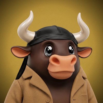 A cartoon bull wearing a black headwrap and tan coat serves as the new profile picture, aligning with the post's call for $ANSEM holders to own a Bull NFT from the @wordslikerad collection to build the coin's community.