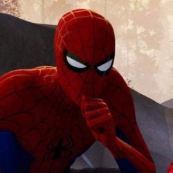 Spider-Man in his classic red and blue suit looks pensive, with his hand near his mouth as if pondering an answer. The image humorously relates to the giveaway's trivia question, as Spider-Man's thoughtful pose suggests contestants carefully considering which blue bird mascot name to choose.