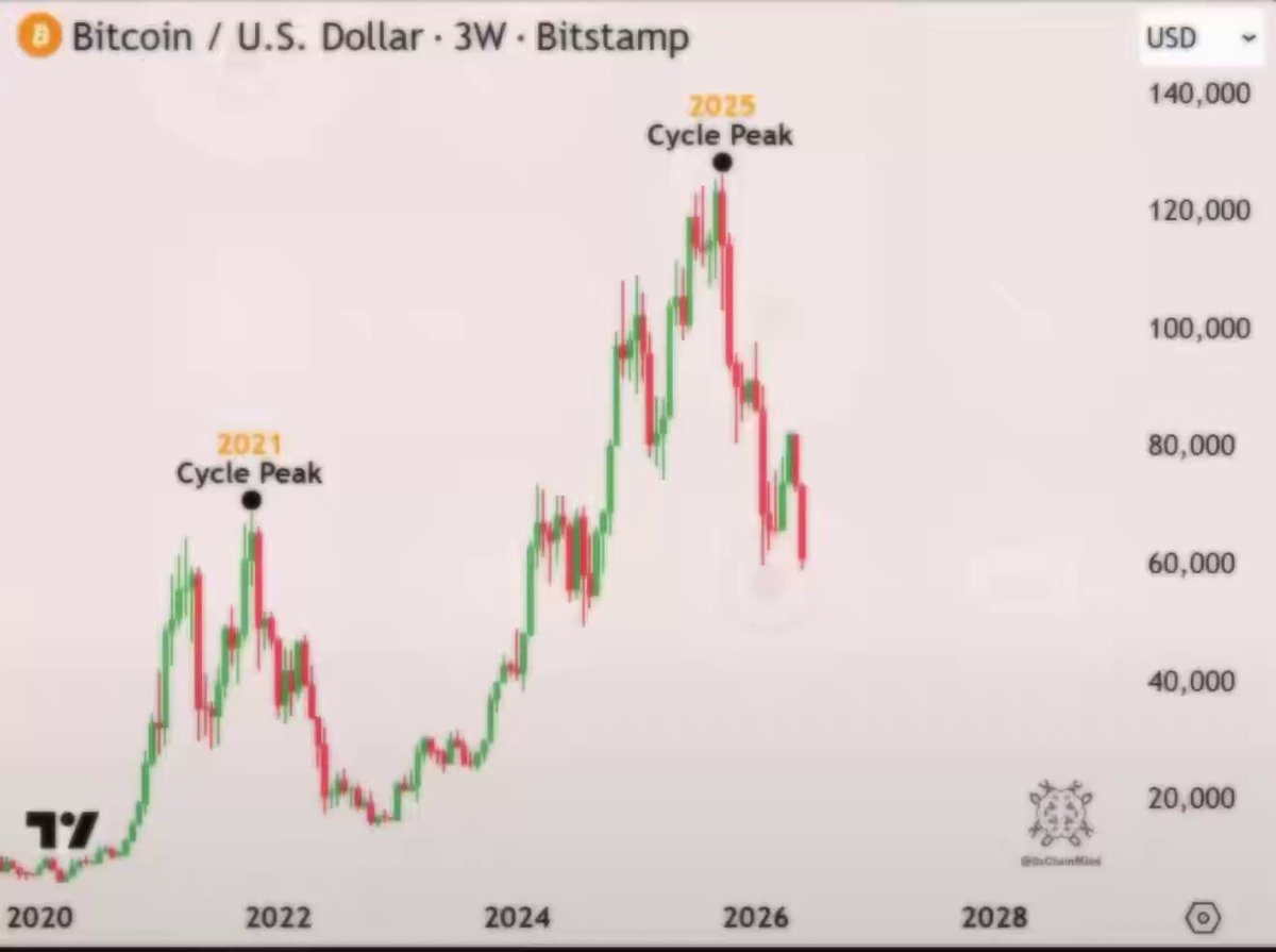 The image features a colorful and visually appealing graph of Bitcoin's value over time against different currency pairs, such as US Dollar (USD) and British Pound Sterling (GBP). The graph is accompanied by text that provides information about the Bitcoin trend and its performance in relation to other currencies, including the cycle peak. This data suggests an upward trajectory for Bitcoin compared to various economies like the US dollar and the British pound.