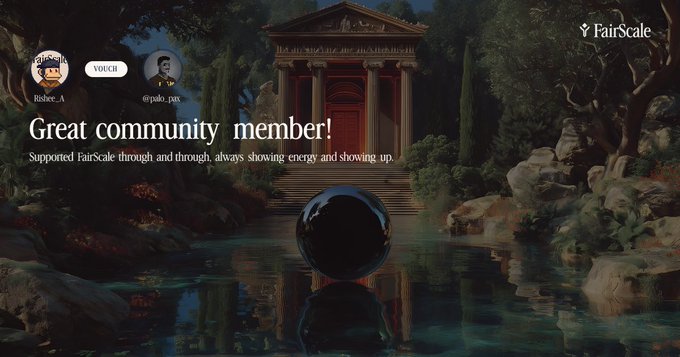 The image shows a person's Facebook profile screen at the top with two posts underneath that read "Great Community Member!" and "@fairscalexyz community member". Additionally, there is an image of a building near water, likely an ancient Roman structure such as the Colosseum. Both of these posts are related to hair styling services, with one person's post promoting their work on Facebook in the top half screen area and another discussing hair styling techniques and sharing personal experiences at the bottom. The text suggests that this community member is excited for this launch of a new hair styling service they're using and wants others to share it as well.
