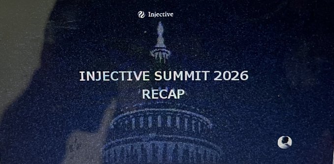 A dark graphic with the Injective logo and text 'INJECTIVE SUMMIT 2026 RECAP' over an image of the U.S. Capitol.