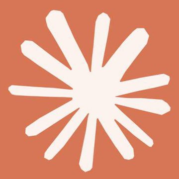 An abstract graphic featuring a white, starburst-like pattern radiating outward from a central point against a solid orange-brown background.