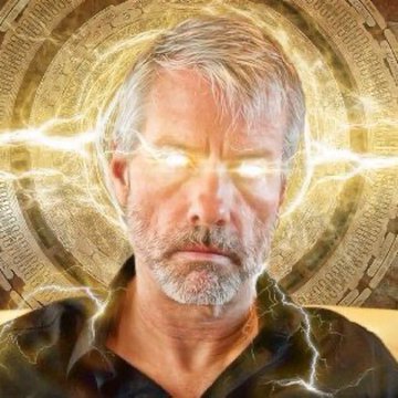 A man's face with glowing eyes, surrounded by crackling lightning effects and a golden halo-like circular design in the background.