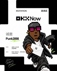 The image features an NFT-style digital character with pink pixelated sunglasses and a cigar, set against a checkered black-and-white background, promoting a TOKEN2049 event in Singapore on September 16-19, 2024, with "Punk2898" and "Now" branding. The accompanying post promotes "2049.punk2898.xyz," a website built to help TOKEN2049 attendees find food, drink, fun, and play options in Singapore.