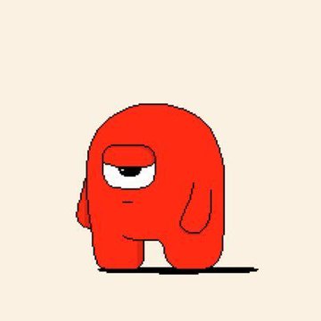 A simple cartoon illustration of a small red blob-like character with a single sleepy-looking eye, shown standing on a plain beige background. The cute mascot-style art matches the post's playful tone, likely representing one of the NFT collections mentioned (such as "Toons" or "Gloombles").