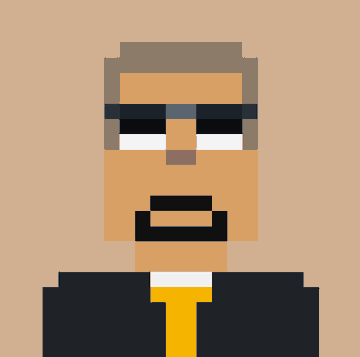 A pixel art portrait of a man with a mustache wearing a suit appears beside a post about cryptocurrency floor prices, where the text warns of "getting farmed" and compares "SB" (Stonkborker) as an infrastructure play against competitors with no moat. The image's stoic businessman-style avatar visually reinforces the post's serious warning about market dynamics.