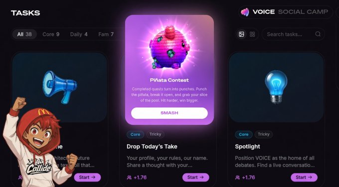 The image shows a screenshot of an app display that has various items such as a megaphone, a light bulb, balloons, a microphone, and text related to voice chatting or social media. The primary focus of the screenshot appears to be on speech recognition apps and strategies in social networks like X for voice. The phrase "focus on what is in the image" suggests that the viewer should pay attention to the different elements displayed in the app to better understand their purpose or relation to voice chat and social media platforms, such as Facebook.