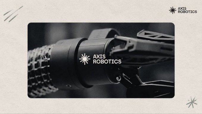 A promotional image for 'AXIS ROBOTICS' featuring a close-up of a mechanical device, possibly a tentacle or arm, with the company name displayed in the top right and center.