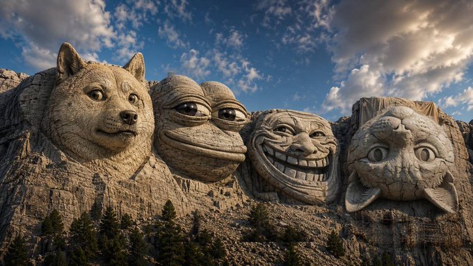 The image features a large stone statue of an Upside Down cat, which is located at the top of a mountain. The cat's face is carved into the rock, making it a unique and interesting piece of art. The photo captures this scene from below, emphasizing the size and scale of the statue as well as its placement on the mountain. The caption provided in the image suggests that there might be more information about the statue or the artist behind it available online.