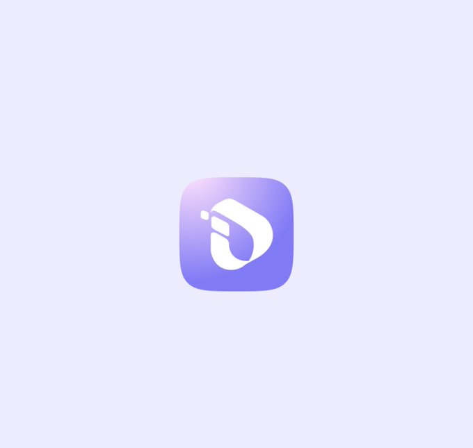 A purple app icon with a stylized white "D" logo centered on a light lavender background, suggesting a digital platform or cryptocurrency-related application that connects to the post's question about which major exchange Interlink will partner with next.