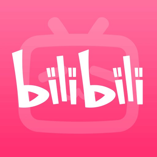 The Bilibili logo in white stylized text on a pink background featuring a faint television icon.