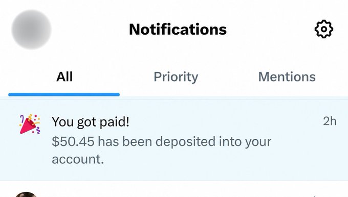 A notifications screen shows a message stating 'You got paid! $50.45 has been deposited into your account' under the 'All' tab.