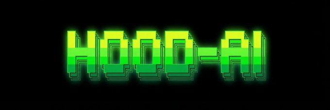 A digital graphic displaying the text 'HODL-AI' in a glowing, pixelated green and yellow retro-style font against a solid black background.