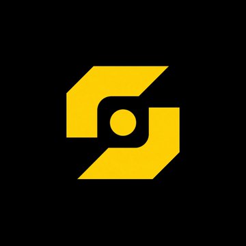 A bold yellow logo on a black background featuring a stylized "S" letterform wrapped around a circular dot, representing the Self (self.xyz) identity verification platform. The minimalist, geometric design reflects Self's role in providing privacy-preserving identity verification for the new stablecoin distribution program on Celo.