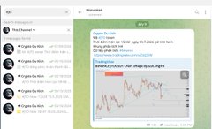 A Binance chat interface in Vietnamese showing discussion about crypto trading, with a shared chart image and messages about price movements.