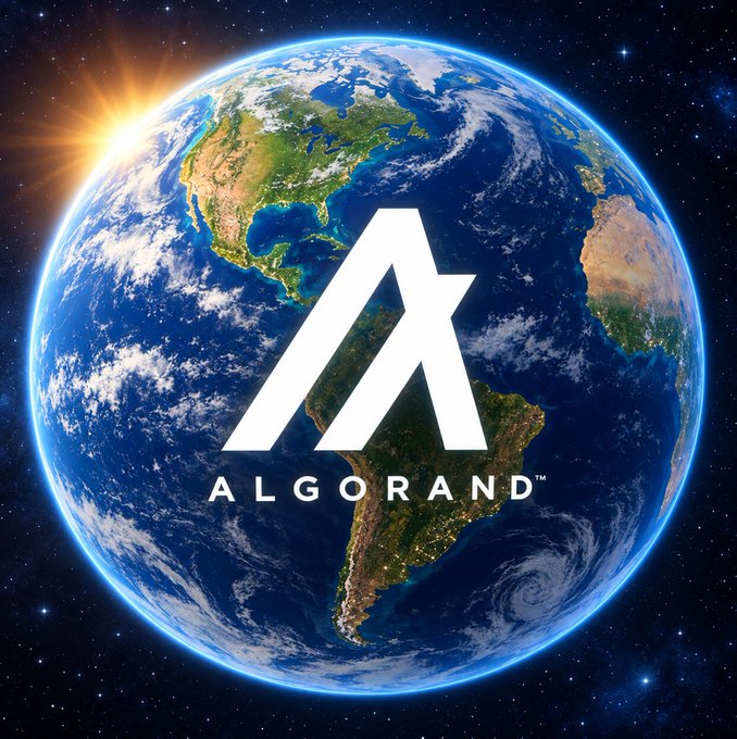A view of Earth from space with the white Algorand logo and 'ALGORAND™' text overlaid across the Americas.