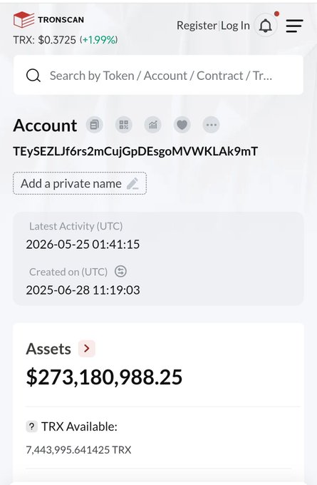 The image shows a screenshot of a smartphone screen displaying information about a cryptocurrency called TRX, which stands for Trade Scanner. The phone's screen displays details such as the current value of TRX tokens at $0.365 each, the number of tokens available (97,845,955), and the company's holdings in TRX tokens. Additionally, there is an alert that reads "Holy cow, Tron Inc. added another 136,998 $TRX today at an average price of $0.365". The post also mentions that the company's token holdings have now exceeded 697.5 million tokens and that it has been listed on the Nasdaq exchange.