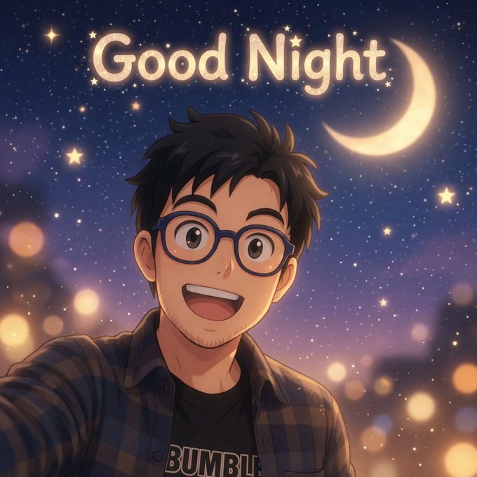 The image features a man wearing glasses and a plaid shirt who appears to be smiling at the camera. The background shows a night sky filled with stars and a crescent moon, creating a serene atmosphere. The caption of the image reads "Good Night, Legends! While most are still unaware, some of us are already Quantum-resistant today with @quipnetwork". This post is about celebrating the concept of goodnight wishes and the idea that we can all be Quantum-resistant to negative energy or forces in our lives.
