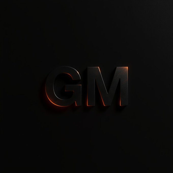 A minimalist black image with the letters 'GM' illuminated in orange against a dark textured background.