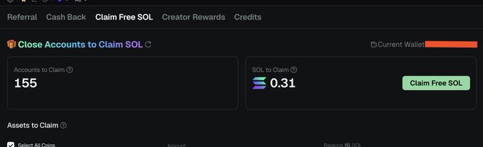 The image shows a GMGN "Claim Free SOL" page displaying 155 accounts eligible to claim a total of 0.31 SOL in fee refunds, illustrating the "Day 1 - FREE AIRDROP" post's instructions to connect a trading wallet and claim fee-backs.