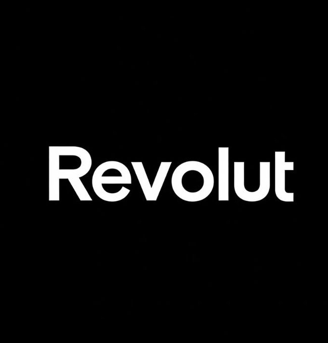 The Revolut company logo is displayed in white lowercase letters on a black background.