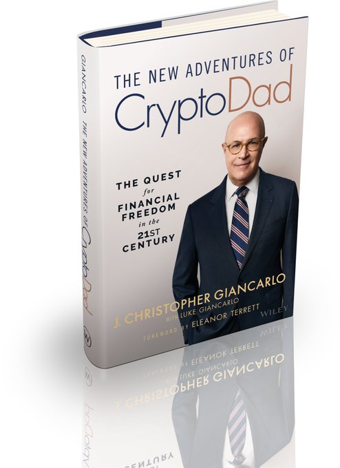 Book cover for 'The New Adventures of CryptoDad: The Quest for Financial Freedom in the 21st Century' by J. Christopher Giancarlo.