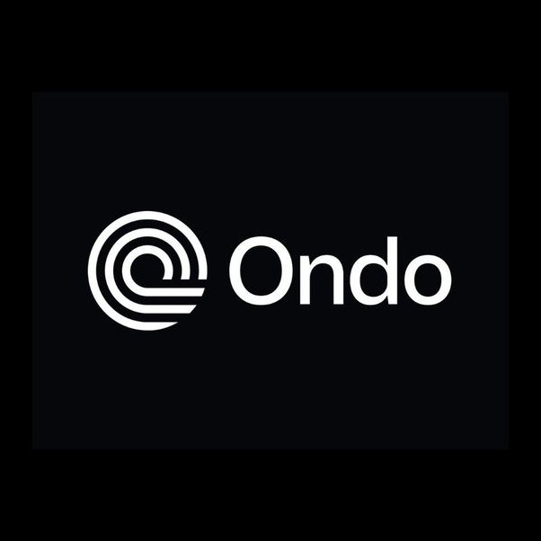 The image displays the Ondo logo, featuring a stylized white circular spiral emblem beside the text "Ondo" on a black background. It relates to the post about Ondo Finance's regulatory submissions to the SEC and CFTC on perpetual futures, portfolio margining, and onchain market data reporting.