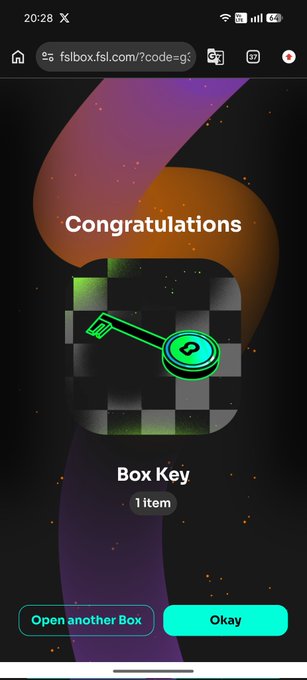 iphone screen displays a congratulatory message, "Congratulations", and a green key with a checkerboard pattern on a purple background.