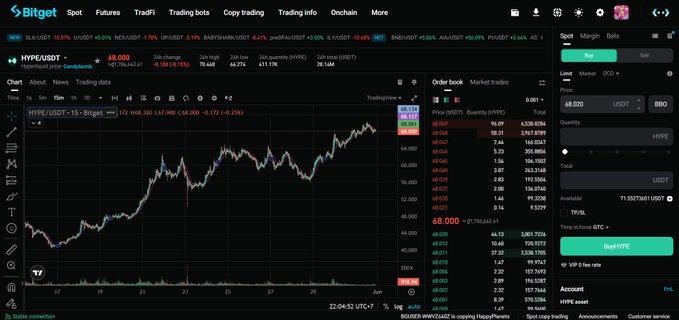 The image shows a computer screen displaying a cryptocurrency trading dashboard, specifically focusing on the Hyper Liquid Trading Index (HLTI). The index's performance, along with other market data, can be seen clearly. A caption related to the current situation reads "Focus on what is in the image and how it relates to the post".