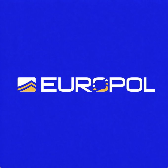 The image displays the Europol logo, featuring a blue background with the agency's name in white text and an orange/yellow emblem, relating to the post as Europol is the organization issuing the warning about quantum computing threats to cryptocurrency wallet keys.