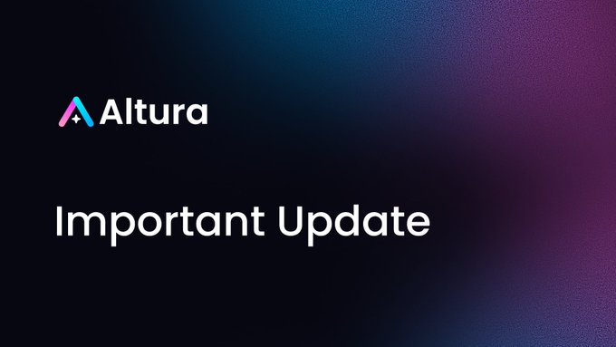 A dark gradient graphic featuring the Altura logo and the heading "Important Update," used to announce the orderly wind-down of BitMart, where the Altura token (ALU) is listed, with key trading suspension dates of July 26 and August 26, 2026.