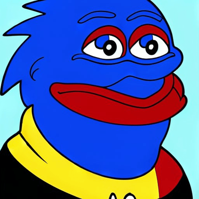 A digital illustration of a blue, frog-like cartoon character with large eyes, red lips, and a yellow collar against a light blue background.