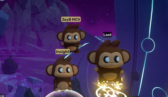 The image features a group of three cartoon monkeys, each with different colored fur, standing next to each other against a purple background. The first monkey has brown fur, the second one has black fur, and the third one has white fur. They are all facing towards the left side of the image. In the top right corner of the image, there is a post that reads "Home is @OthersideMeta!". This post seems to be related to the monkeys in some way or another, but it's not clear what exactly.

The caption above the image provides additional information about the post and its connection to the monkeys.