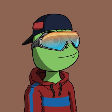 A cartoon frog character wearing a backward navy cap, ski goggles, and a red and blue hoodie. The image ties to the "A glimpse of our traits" theme by visually representing a cool, confident persona — likely a brand mascot embodying the collection's signature style.