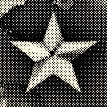 The image features a black and white star with five points, which appears to be a monochromatic design or an artistic representation of a star. The star's position within the frame suggests that it is the main focus of the image. The background consists of a patterned surface filled with small dots, creating a visually striking contrast against the star. The caption below the image reads "Can you let me win once more, $aeon", which adds an element of intrigue and humor to the overall composition.